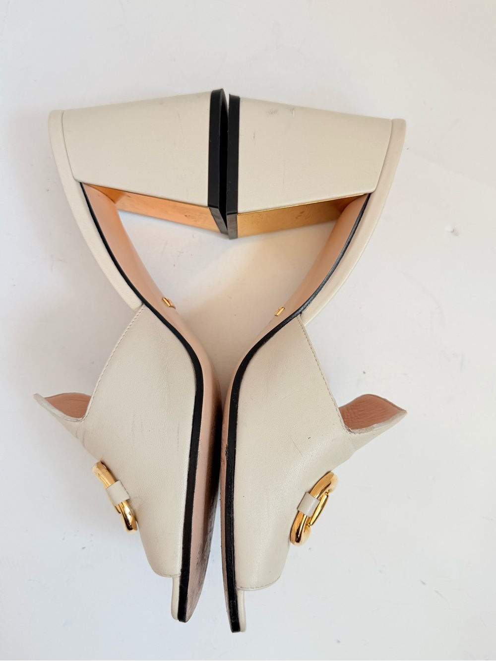 Gucci baby Horsebit Mules 39.5 Mystic White Nappa Leather block heels US 9.5 - Picture 5 of 11